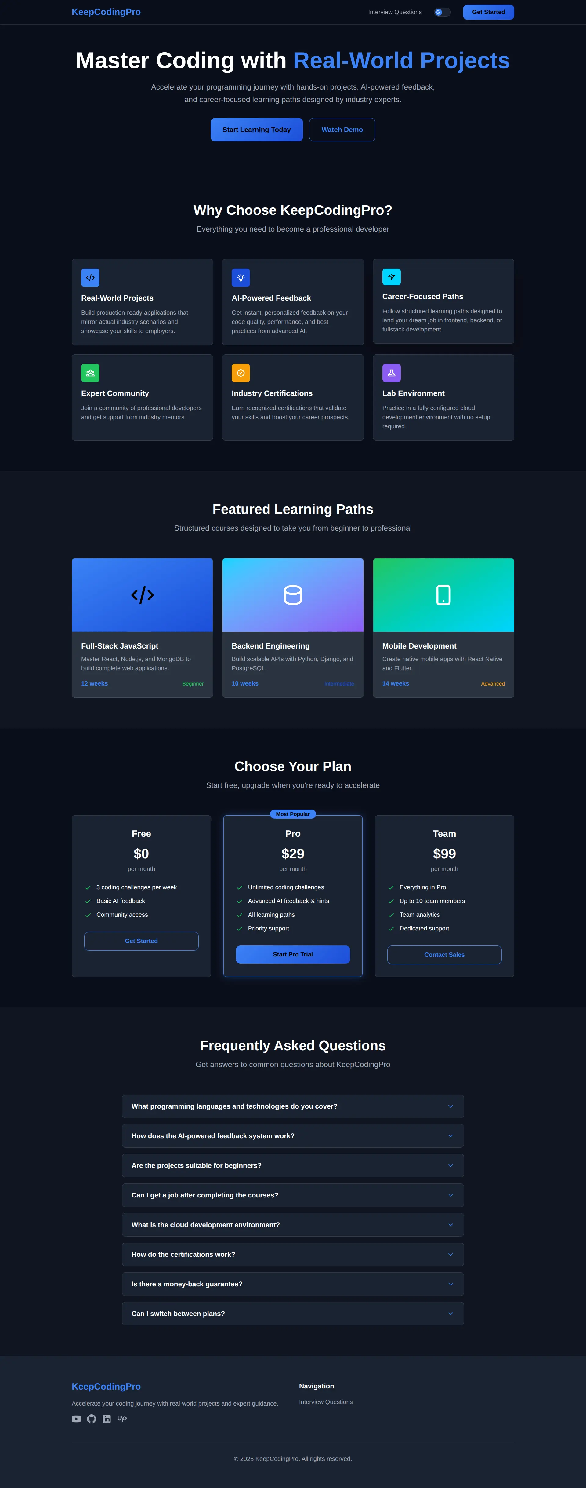 Keep Coding Pro: لقطة كاملة للصفحة